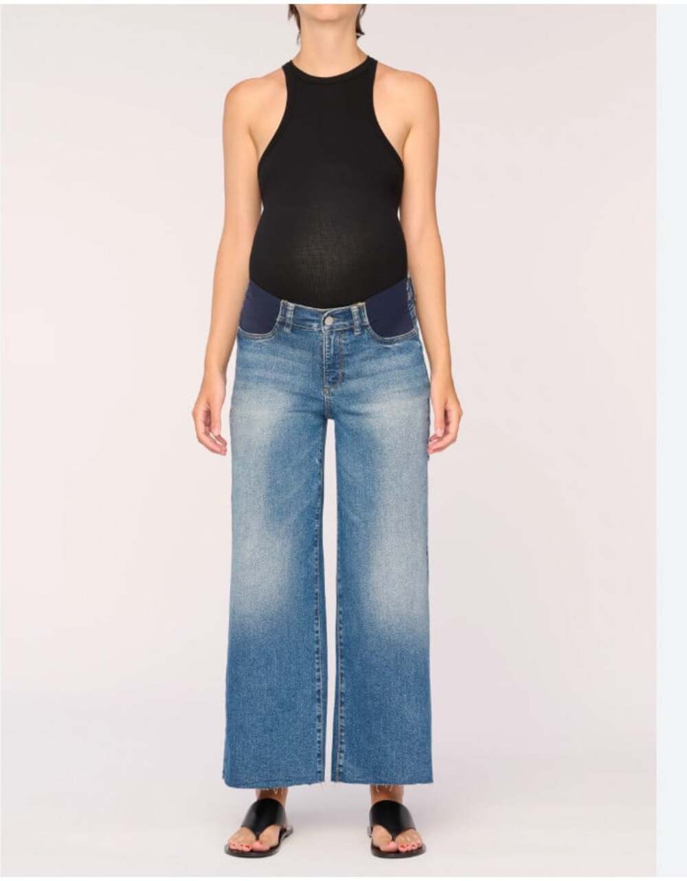 DL1961 Hepburn Wide Leg Jeans Womens 24 Blue Maternity Raw Hem Cropped Denim